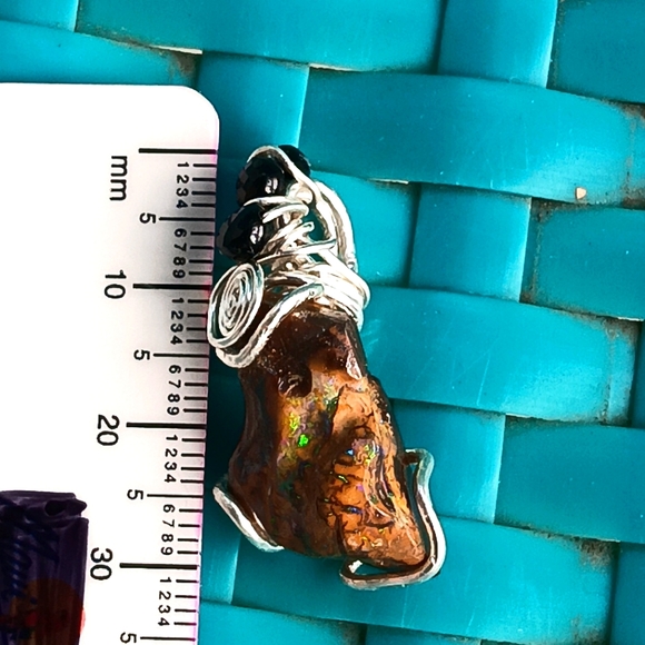 Australian Boulder Opal Pendant Sterling Silver - Picture 13 of 16